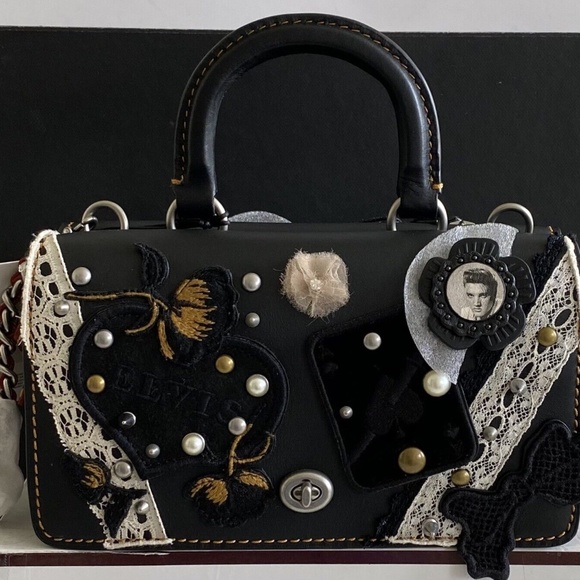 Coach Handbags - NWT COACH 1941 CUSTOM ELVIS BLACK LEATHER DOUBLE DINKY HANDBAG 86879 6 OF 63